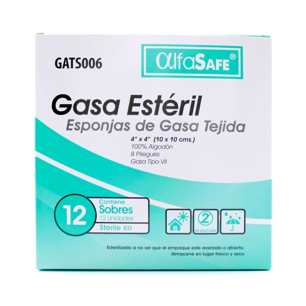 Gasa Alfa Safe Esteril 4x4x2 Yd 24 Unidades