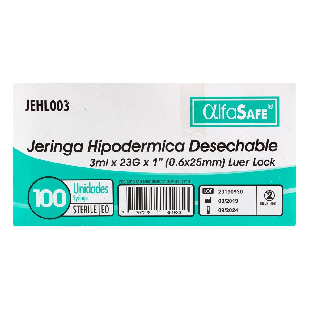 Jeringa Alfa 3p 3 ml 23 X 1 100 Unidades