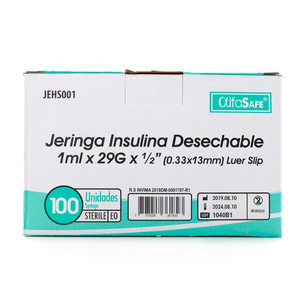 Jeringa Alfa Ins.1 cc 29g X1/2 13 mm 100u