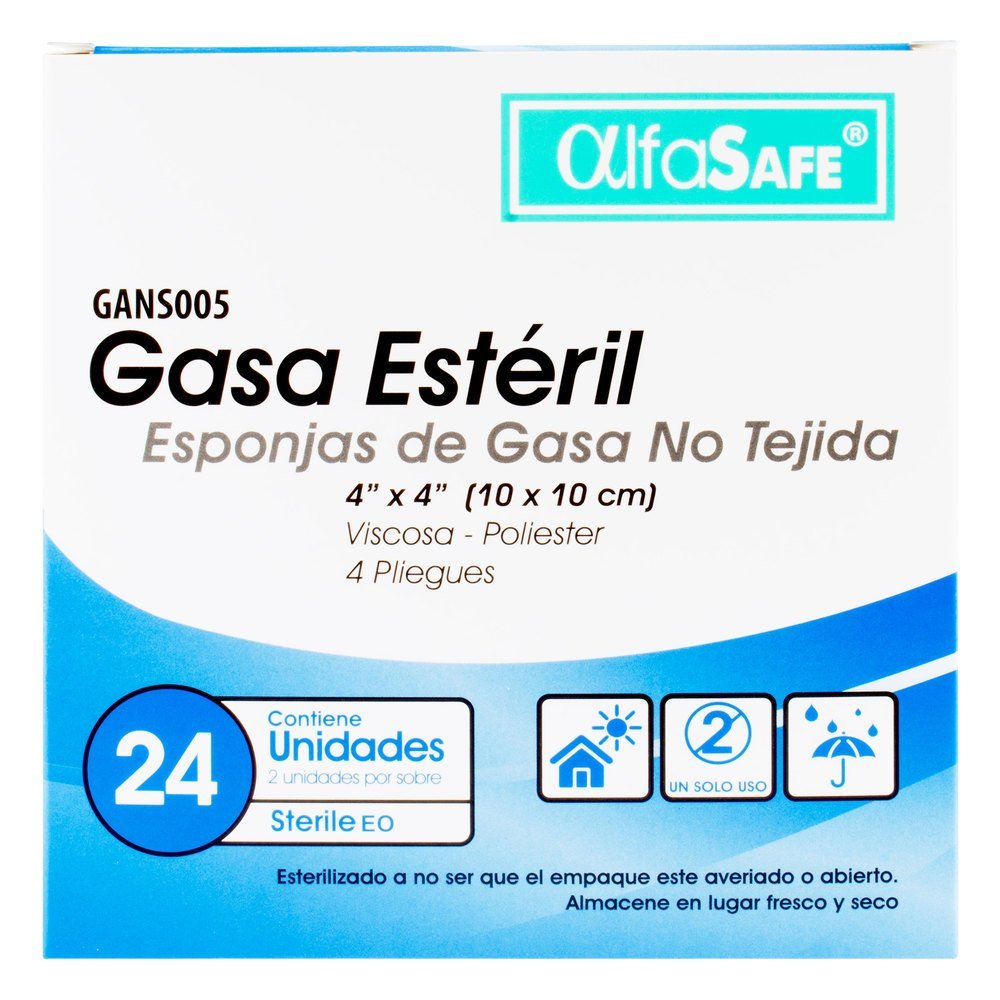 Gasa Alfa Est. No Tejida 4x4 10 cm 24 Unidades