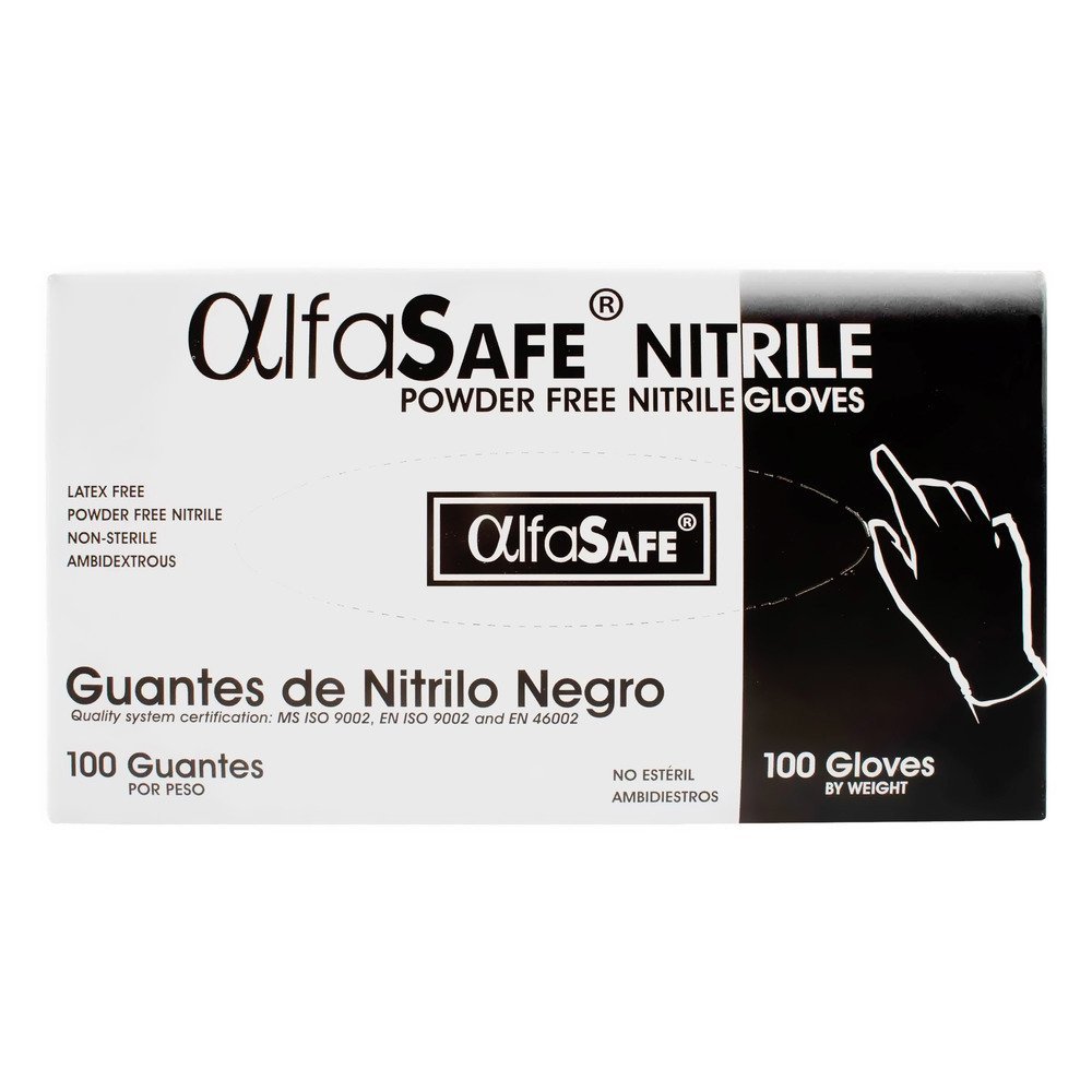 Guante Nitrilo Alfa Negro T M 100 Unidades