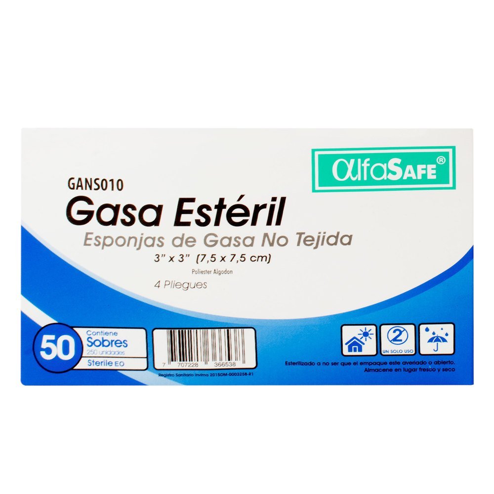 Gasa Alfa Est. No Tejida 3x3 7.5 cm 50und