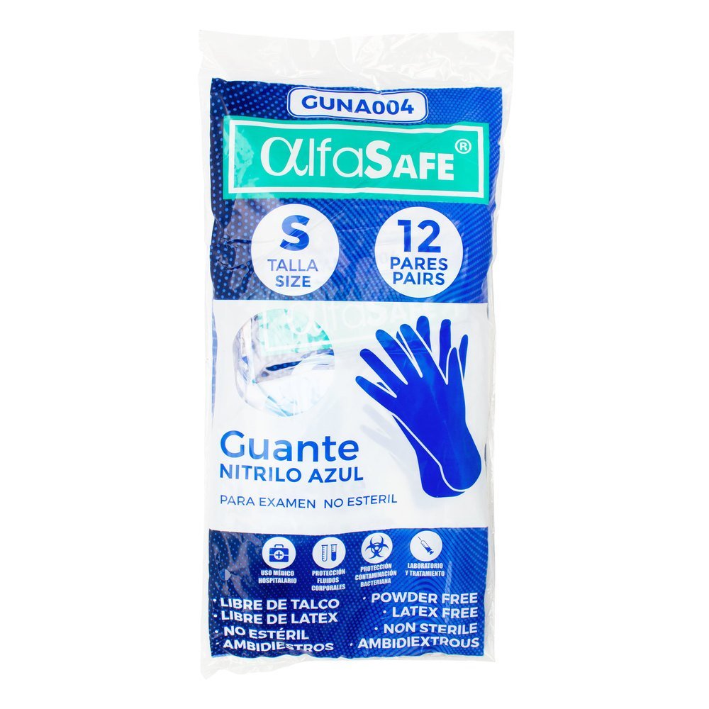 Guantes Nit. Alfasafe Azul Talla S 12 Unidades